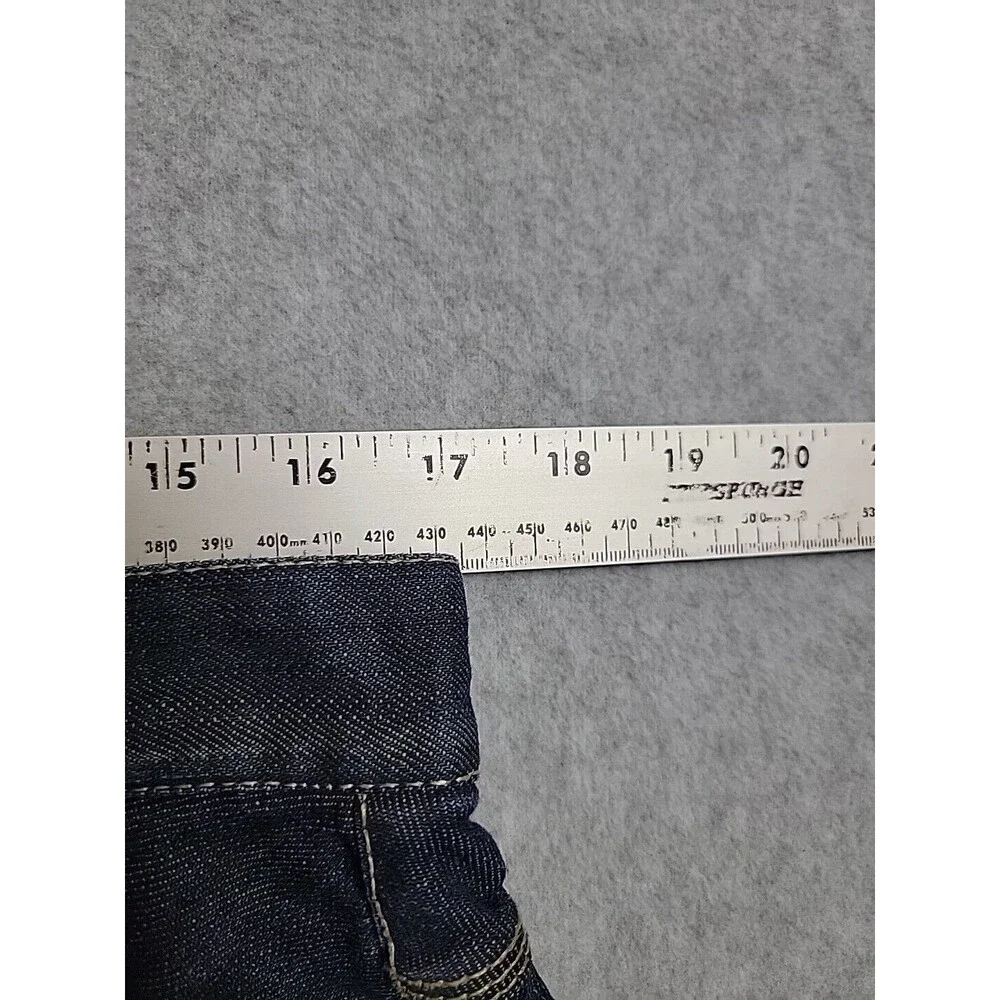 Parish Nation Jeans Mens 35x31 Dark Blue Plaque Baggy Embroidered Hip Hop Cotton